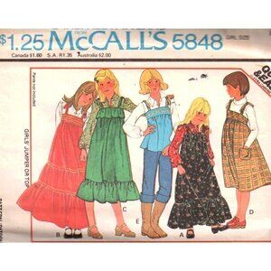 McCall's Sewing Pattern 5848 Girls Jumper Top Size 7 VTG‎